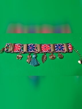Colorful Floral Charm Bracelet with Tassel